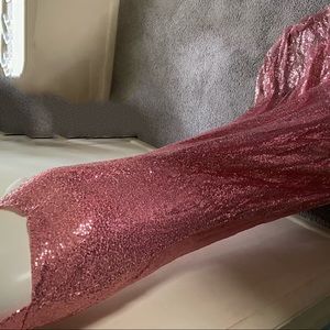 Pink sequin gown scoop back cut out